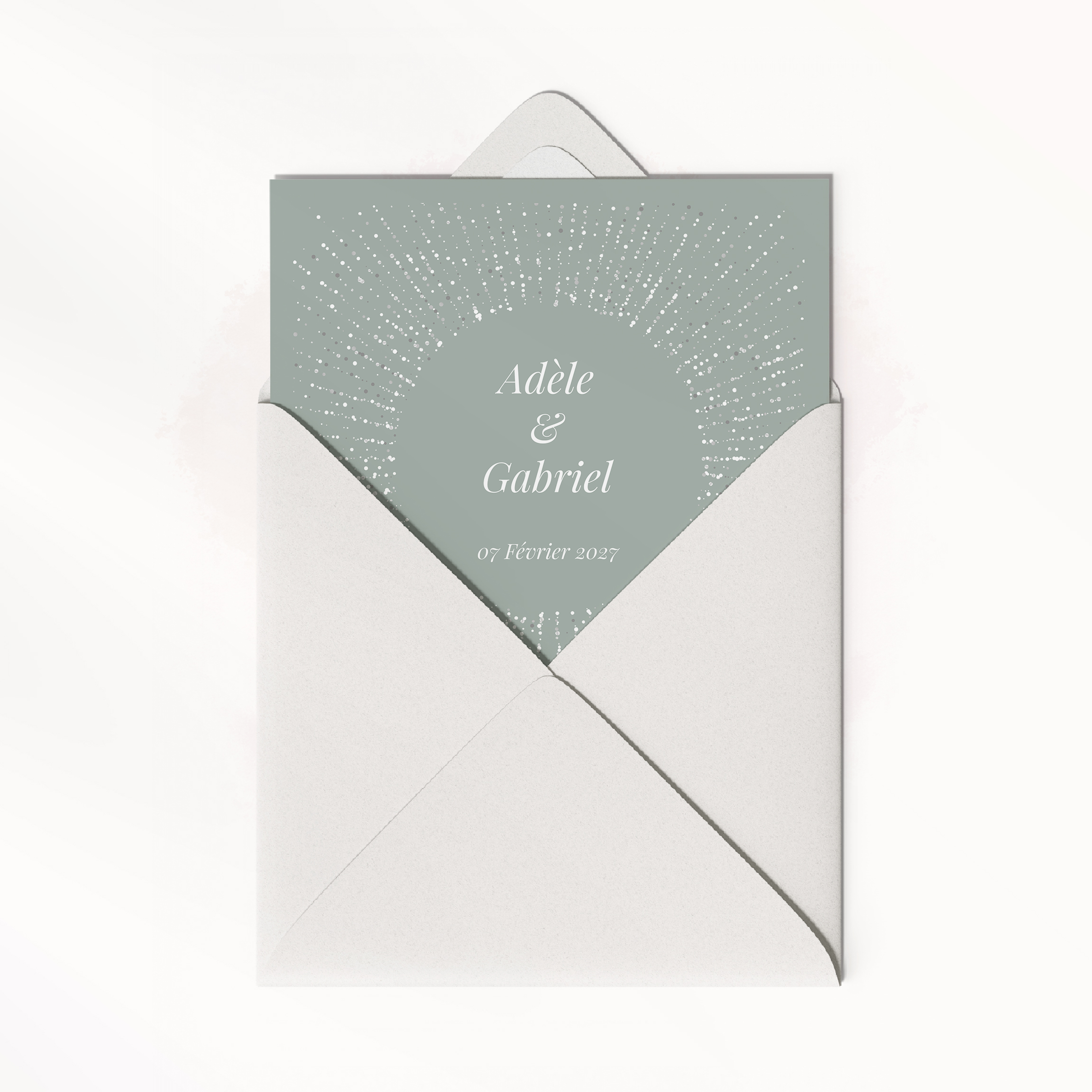 Silver Circle Green - Le modèle affirme une rigueur contemporaine : couleur dominante claire, structure équilibrée, typographie nette. Nos illustrateurs signent une esthétique premium qui met en avant la clarté. Nous assurons la personnalisation sur mesure : intégration de votre texte, réglage des nuances, ajout discret d’un logo. Diffusée exclusivement en numérique, elle parvient immédiatement à vos invités. Chaque choix – hiérarchie, cadence, contrastes – a été pensé pour assurer fluidité et élégance. Une correspondance moderne, simple et raffinée.