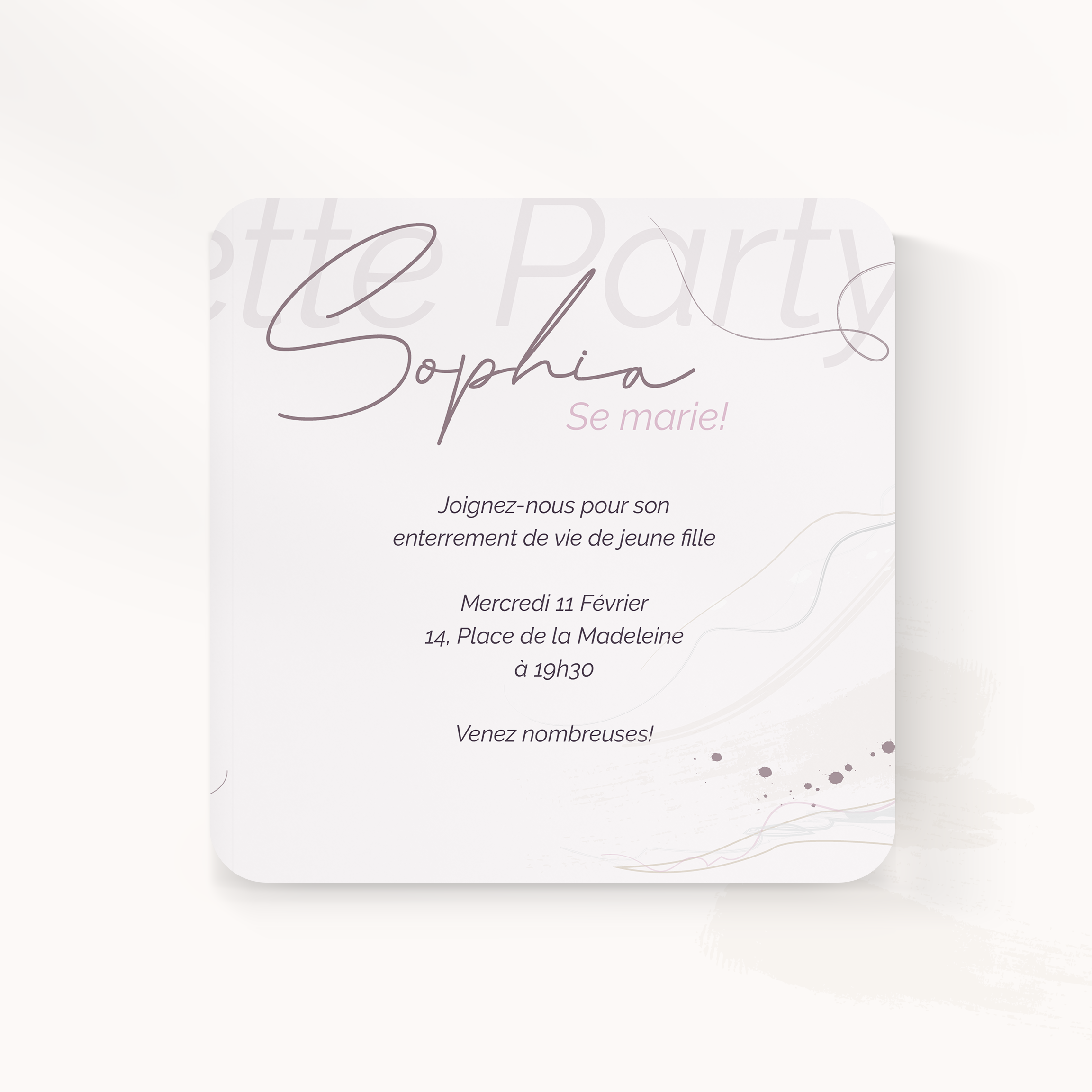 Girl's Night - הזמנה זו מדגישה קפדנות עכשווית צבע דומיננטי בטוח מבנה יציב וטיפוגרפיה ברורה. היוצרים שלנו דמיינו אסתטיקה פרימיום המשלבת דיוק ואיפוק. אתם מוסרים טקסט אנו מרכיבים בקפידה מאזנים את הפלטה ומוסיפים לוגו עדין. בדיגיטל בלבד היא מגיעה ללא עיכוב. כל פרט היררכיה שוליים וניגודים כויל לשמירת זרימה ואלגנטיות. התכתבות מודרנית אמינה ומעודנת.