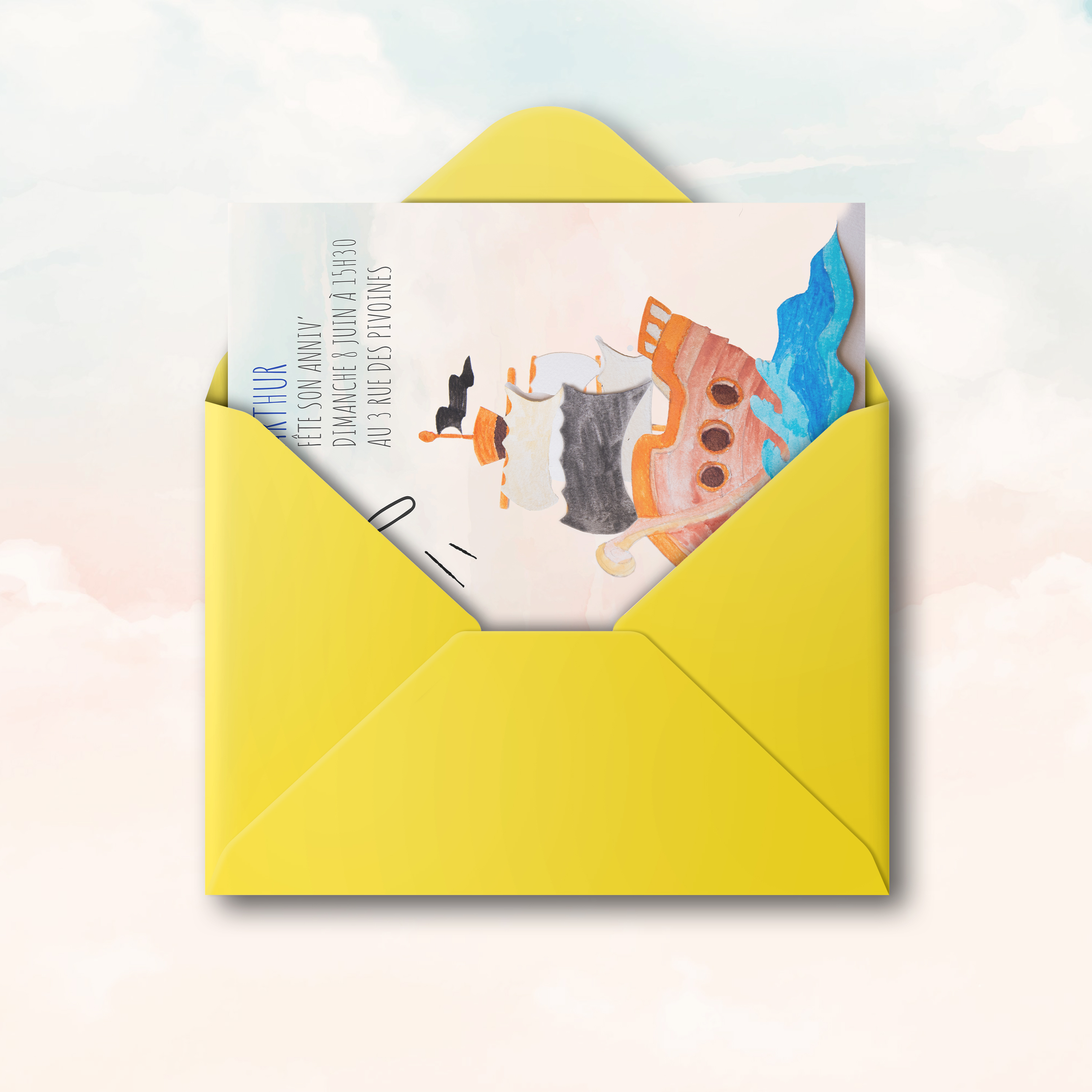 Pirate - The model asserts luminous sobriety: soft dominant hue, balanced margins, and clear typography. Our creators favored premium aesthetics that emphasize clarity and balance. We provide personalization: text integration, color harmonization, discreet logo. Fully digital, it reaches your guests instantly. Every choice—alignments, proportions, contrasts—contributes to smooth, elegant reading. A contemporary, simple, refined correspondence.