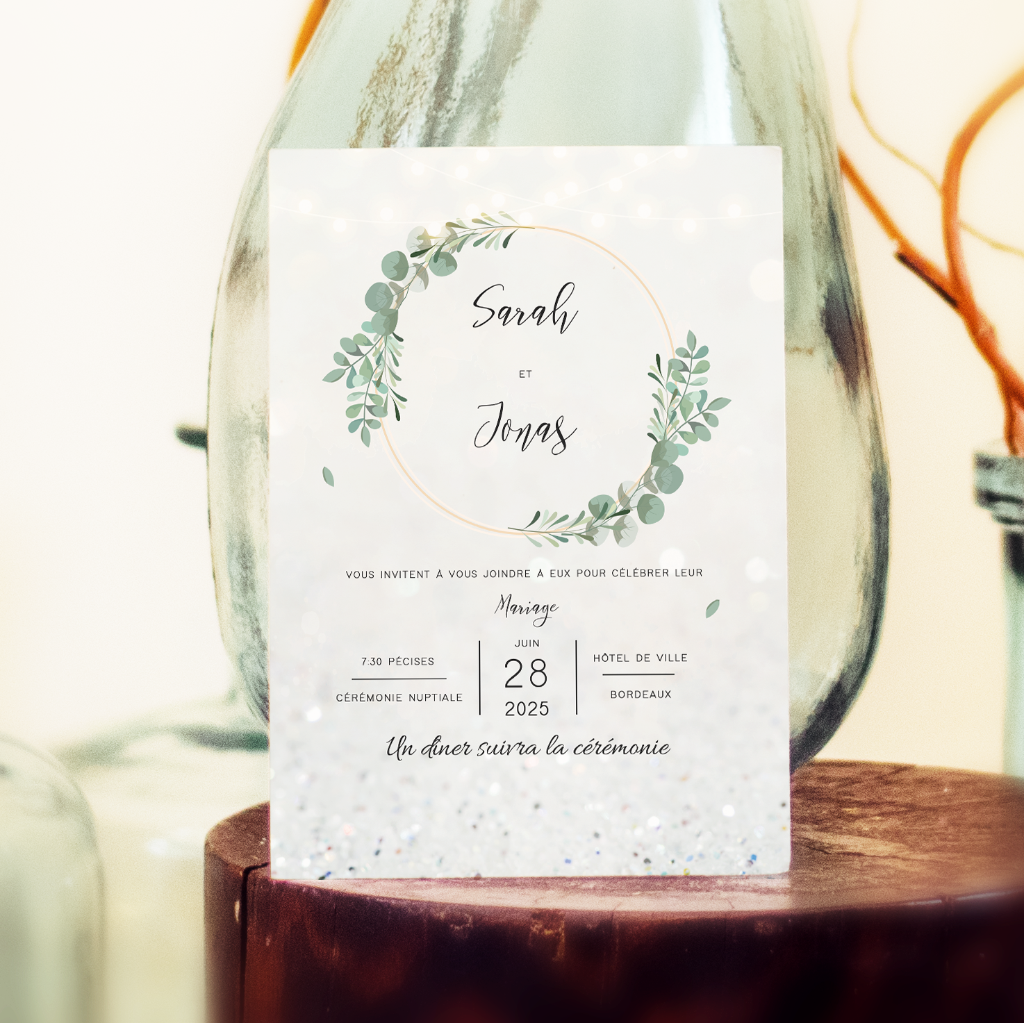 Light String - Ce modèle exprime la force tranquille de la couleur dominante, mise en valeur par une structure simple et des contrastes discrets. L’ensemble installe un climat moderne et raffiné qui met vos mots au centre. Imaginée par nos illustrateurs, cette invitation se distingue par la retenue et la justesse des choix graphiques. Nous intégrons votre texte avec précision, harmonisons les nuances et ajoutons un logo discret si besoin. Diffusée exclusivement en digital, elle rejoint vos invités sans délai. Chaque élément – marges, interlignes, hiérarchie – a été étudié pour offrir lisibilité et équilibre. Une correspondance premium, sobre et élégante, qui s’adapte à toutes vos annonces.