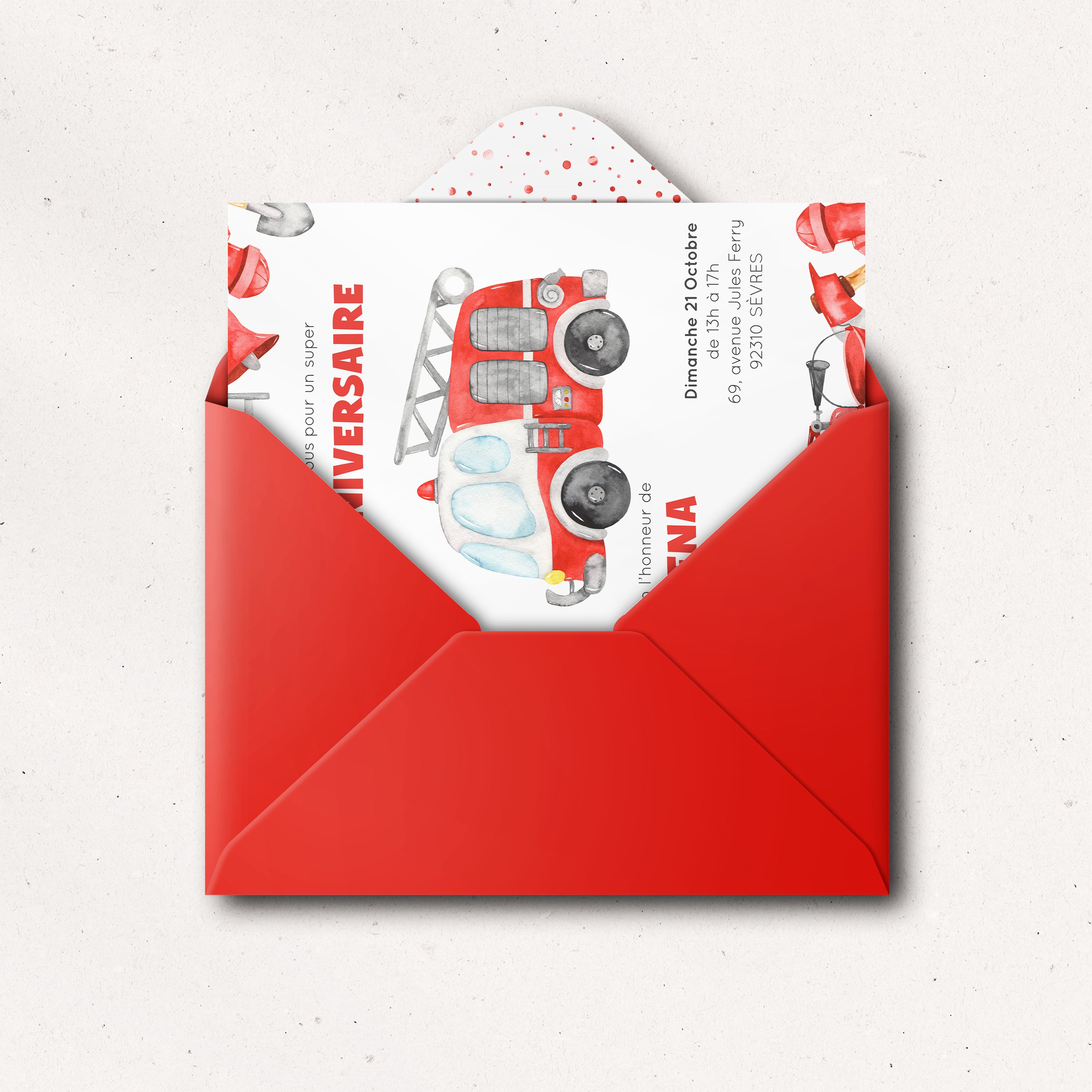 Fire Truck - הזמנה זו מעדיפה בהירות חזותית גוון דומיננטי רך מבנה קבוע וטיפוגרפיה חדה. היוצרים שלנו עיצבו אסתטיקה פרימיום המאפשרת לפשטות לדבר בעצמה. אנו מבצעים התאמה מלאה אתם מוסרים טקסט אנו משלבים בקפידה מכוונים ניואנסים ומוסיפים לוגו עדין. בדיגיטל בלבד היא מגיעה מיד לנמענים. כל פרט פרופורציות קצב ושוליים כויל לשימור זרימה ועידון. התכתבות עכשווית פשוטה ומתמשכת.