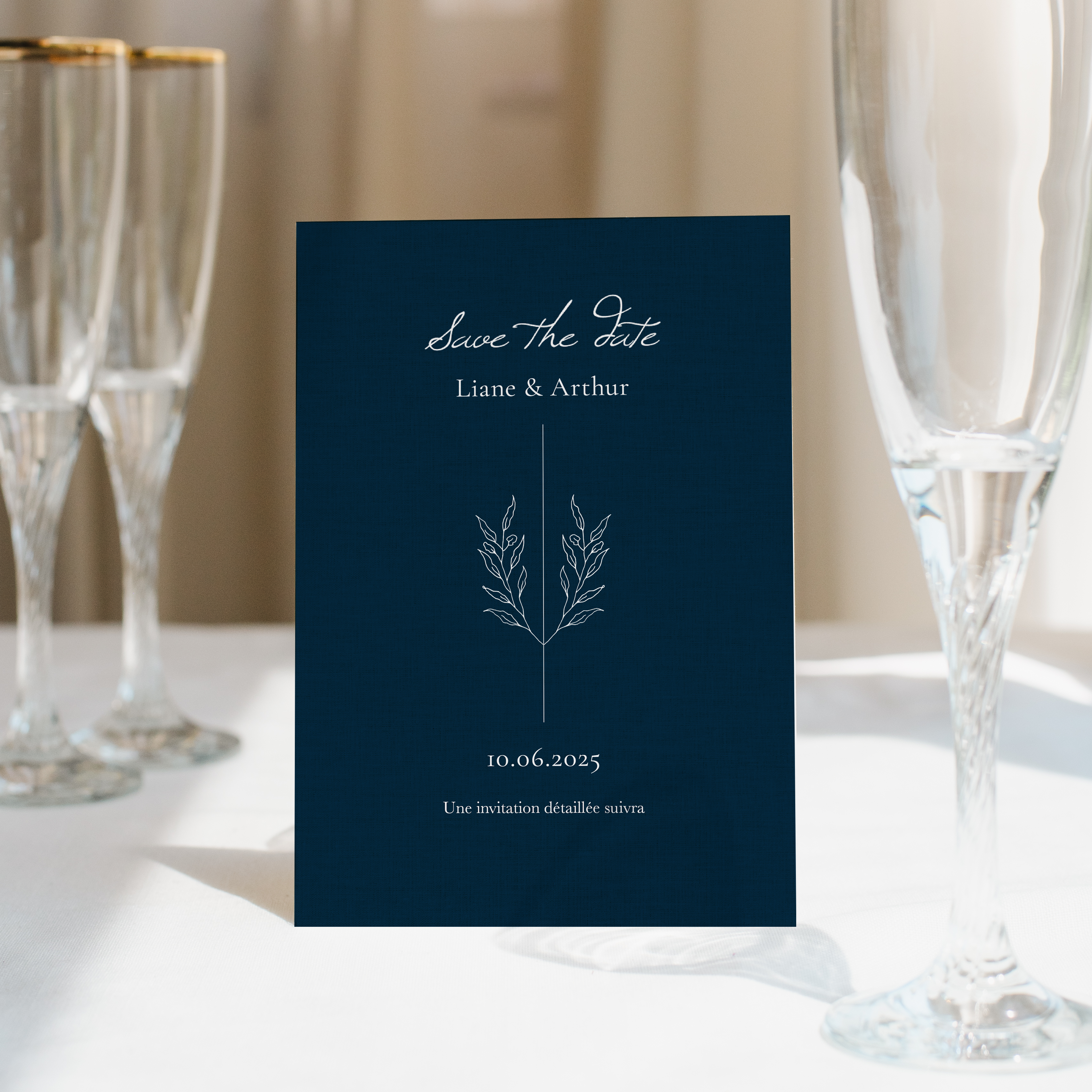 Blue Linen Save The Date
