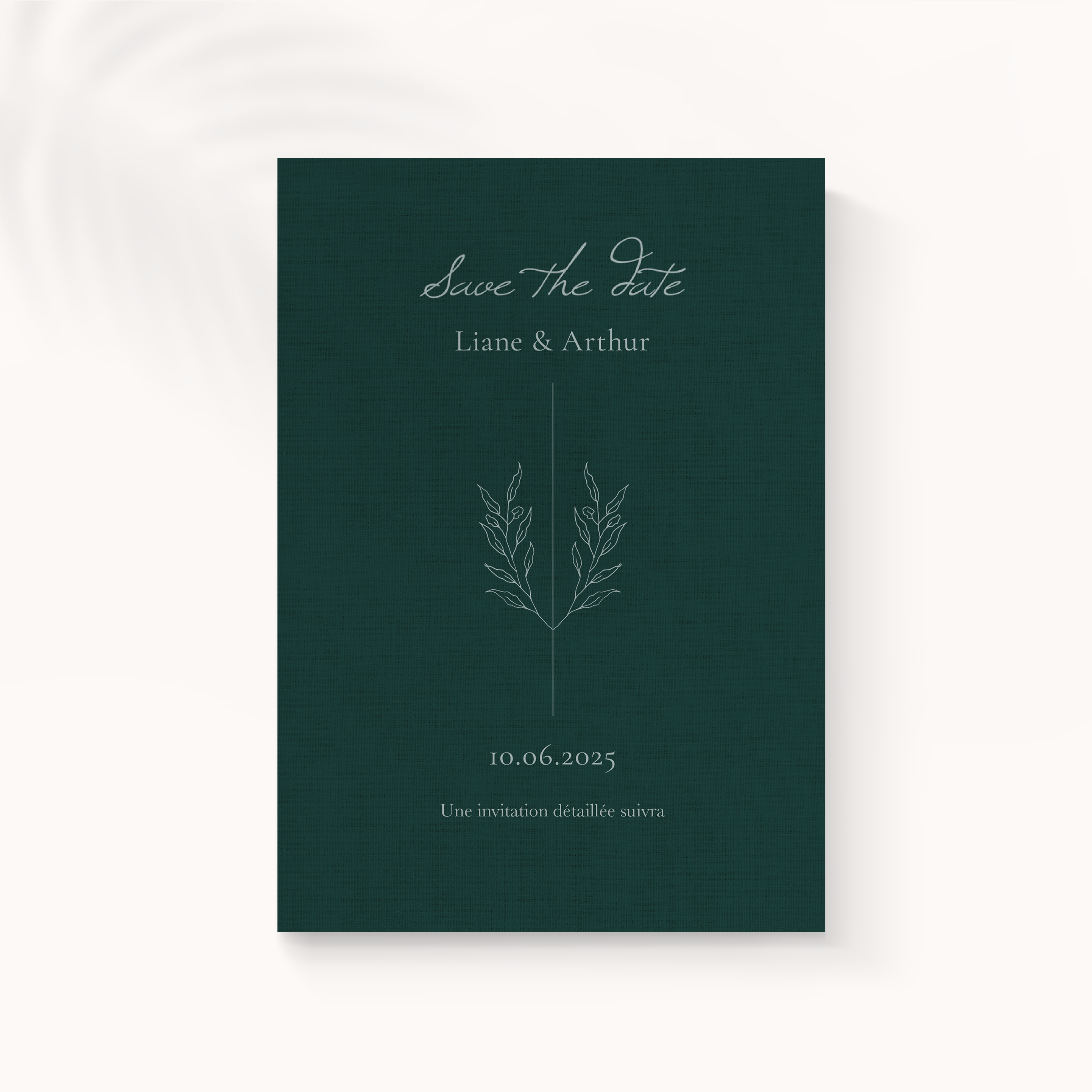 Green Linen Save The Date