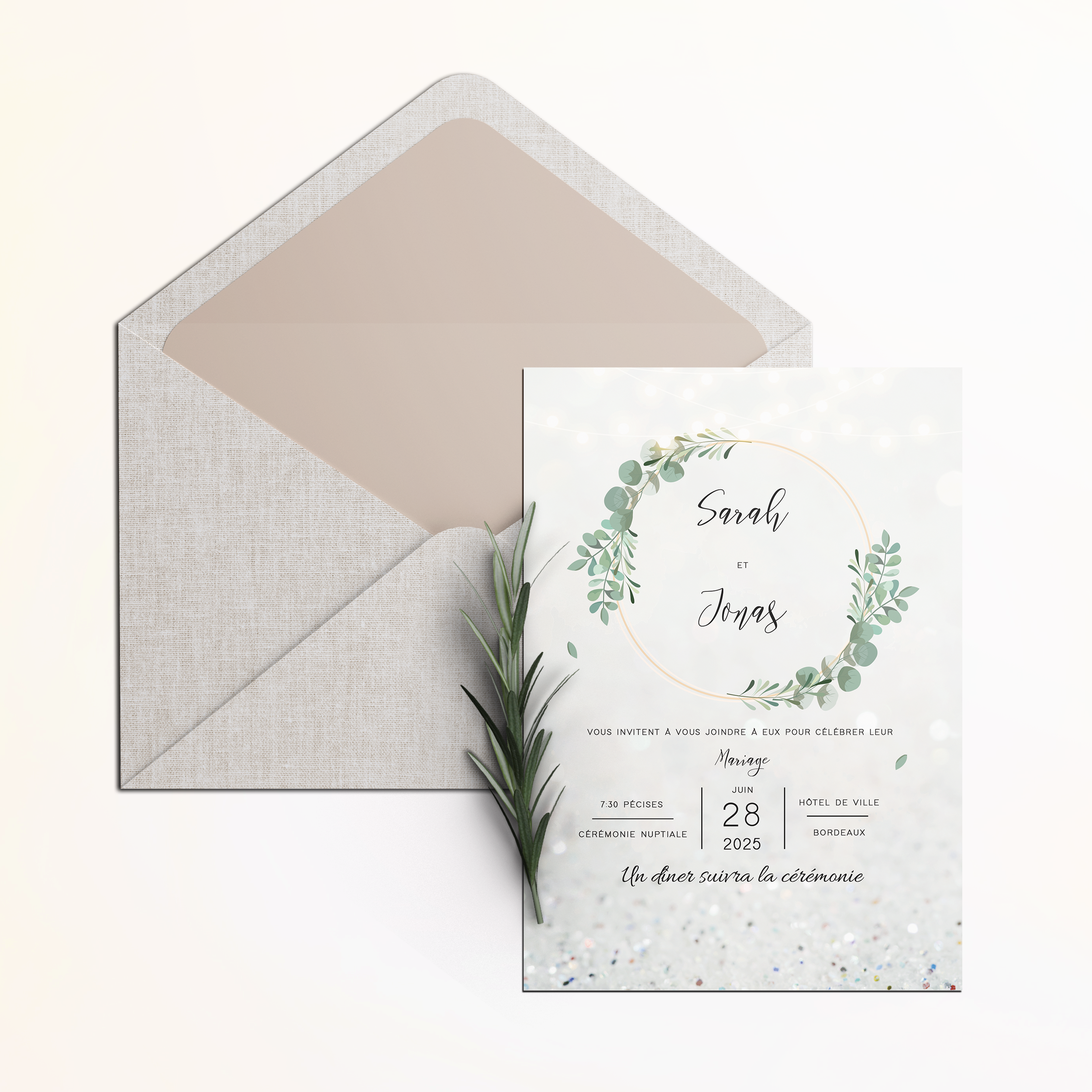 Light String - Ce modèle exprime la force tranquille de la couleur dominante, mise en valeur par une structure simple et des contrastes discrets. L’ensemble installe un climat moderne et raffiné qui met vos mots au centre. Imaginée par nos illustrateurs, cette invitation se distingue par la retenue et la justesse des choix graphiques. Nous intégrons votre texte avec précision, harmonisons les nuances et ajoutons un logo discret si besoin. Diffusée exclusivement en digital, elle rejoint vos invités sans délai. Chaque élément – marges, interlignes, hiérarchie – a été étudié pour offrir lisibilité et équilibre. Une correspondance premium, sobre et élégante, qui s’adapte à toutes vos annonces.