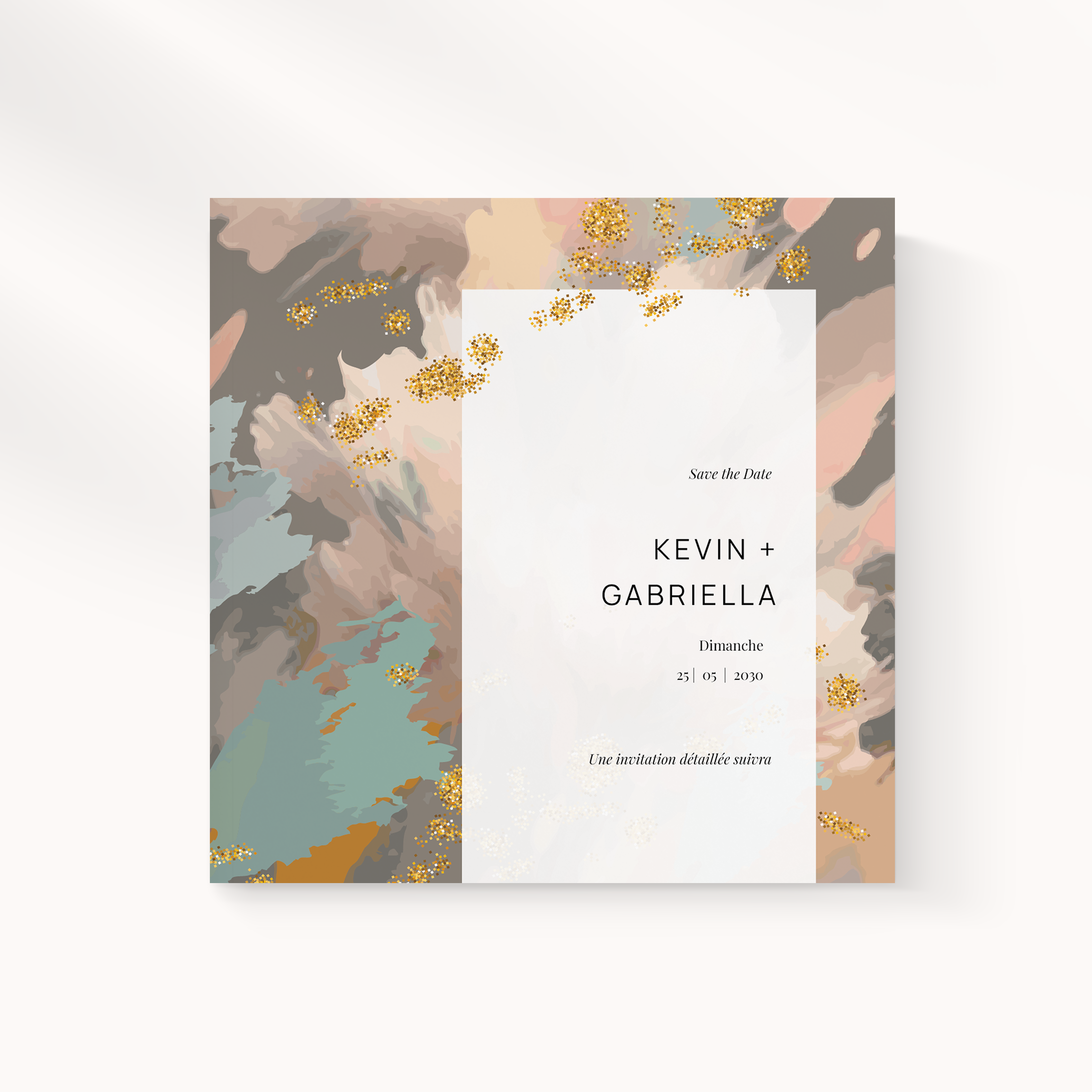 Golden Powder Std - Le dessin met en valeur une dominante chromatique douce, renforcée par des marges aérées et une typographie nette. Nos illustrateurs ont voulu une présence premium qui laisse vos mots s’exprimer. Nous réalisons la personnalisation : vous nous envoyez votre texte, nous le composons, harmonisons la palette et ajoutons un logo discret. Diffusée exclusivement en digital, elle atteint vos invités sans délai. Chaque paramètre – hiérarchie, proportions, contrastes – a été calibré pour préserver fluidité et élégance. Une correspondance contemporaine, simple et élégante.