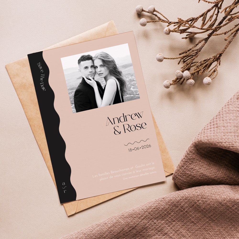 Wavy Save The Date Rose