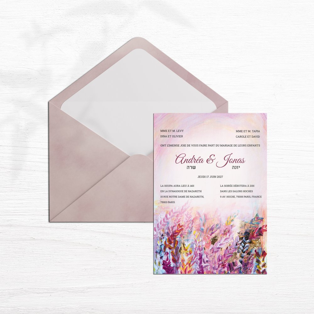 Champs Coloré - This invitation highlights contemporary sobriety: a soft dominant hue, balanced margins, and clear typography. Our creators sought premium aesthetics that are simple and reliable. We deliver full personalization: share your text; we integrate it accurately, adjust the palette, and add a discreet logo if needed. Exclusively digital, it reaches your guests instantly. Every detail—proportions, hierarchy, contrasts—was designed to ensure flow and elegance. A premium, sober, lasting correspondence.