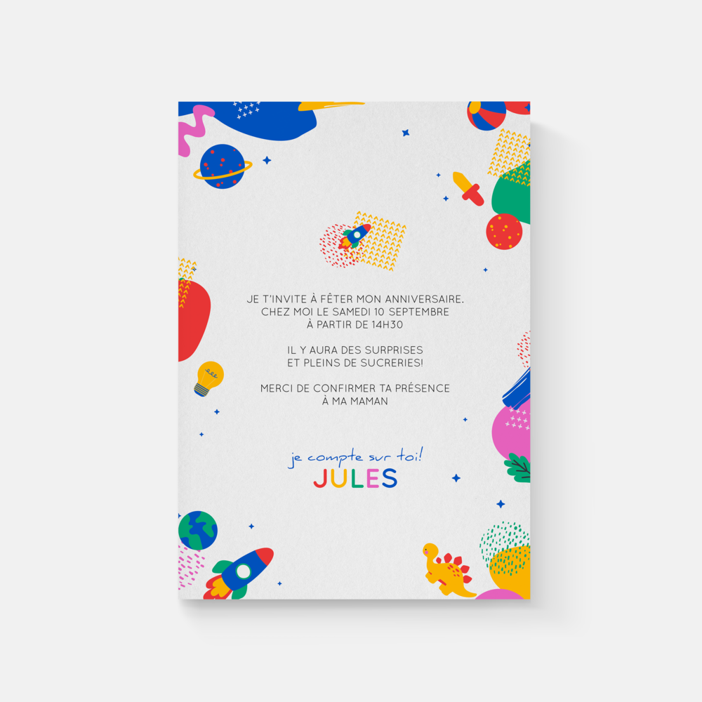 Playground - Cette invitation explore une géométrie subtile où les couleurs choisies instaurent une atmosphère élégante et accueillante. La sobriété des lignes renforce l’impact de vos mots, soutenus par un graphisme pensé pour sublimer le message. Nos créateurs ont conçu ce modèle comme une toile contemporaine au service de vos annonces. Nous y intégrons votre texte avec précision, ajustons les nuances, ajoutons un logo si souhaité. Envoyée en format digital, l’invitation parvient immédiatement à vos destinataires et transforme un simple envoi en un geste de considération. L’esthétique assume l’essentiel : modernité, justesse et raffinement. 