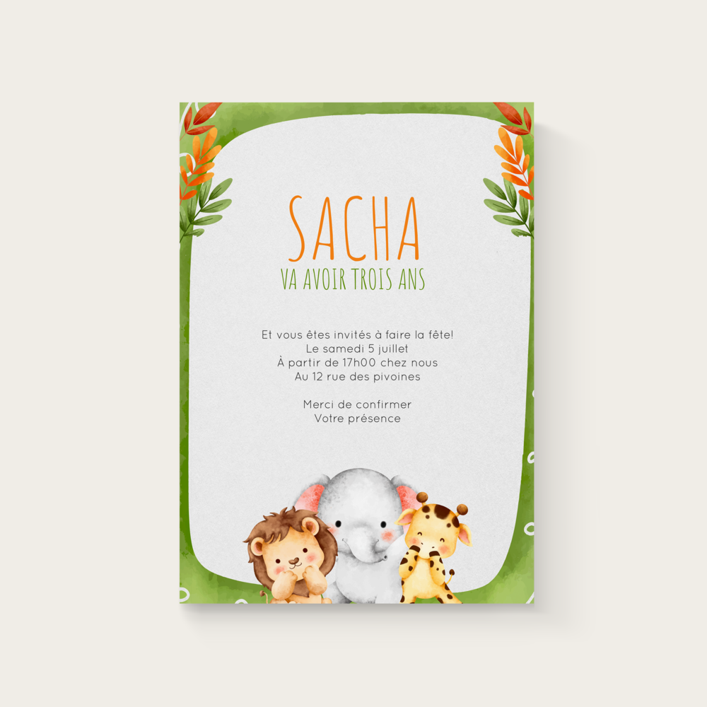 Jungle King - יצירה זו משלבת צורות ברורות וגוונים הרמוניים כדי להציע הזמנה מאוזנת ואלגנטית. הצבע הדומיננטי שנבחר לעדינות מדגיש את המילים ומעניק להן מסגרת מעודנת. היוצרים שלנו עיצבו דגם זה כתמיכה מאופקת אך מקורית המתאימה להכרזות החשובות ביותר. אתם מוסרים את הטקסט ואנו משלבים אותו בקפידה מתאימים גוונים ומוסיפים לוגו עדין. בפורמט דיגיטלי בלבד המשלוח מיידי ומודרני. כל פרופורציה וכל רווח תוכננו כדי להעדיף זרימה ודיוק. התכתבות עכשווית המדגישה את העיקר כוונותיכם וההתחשבות באורחים.