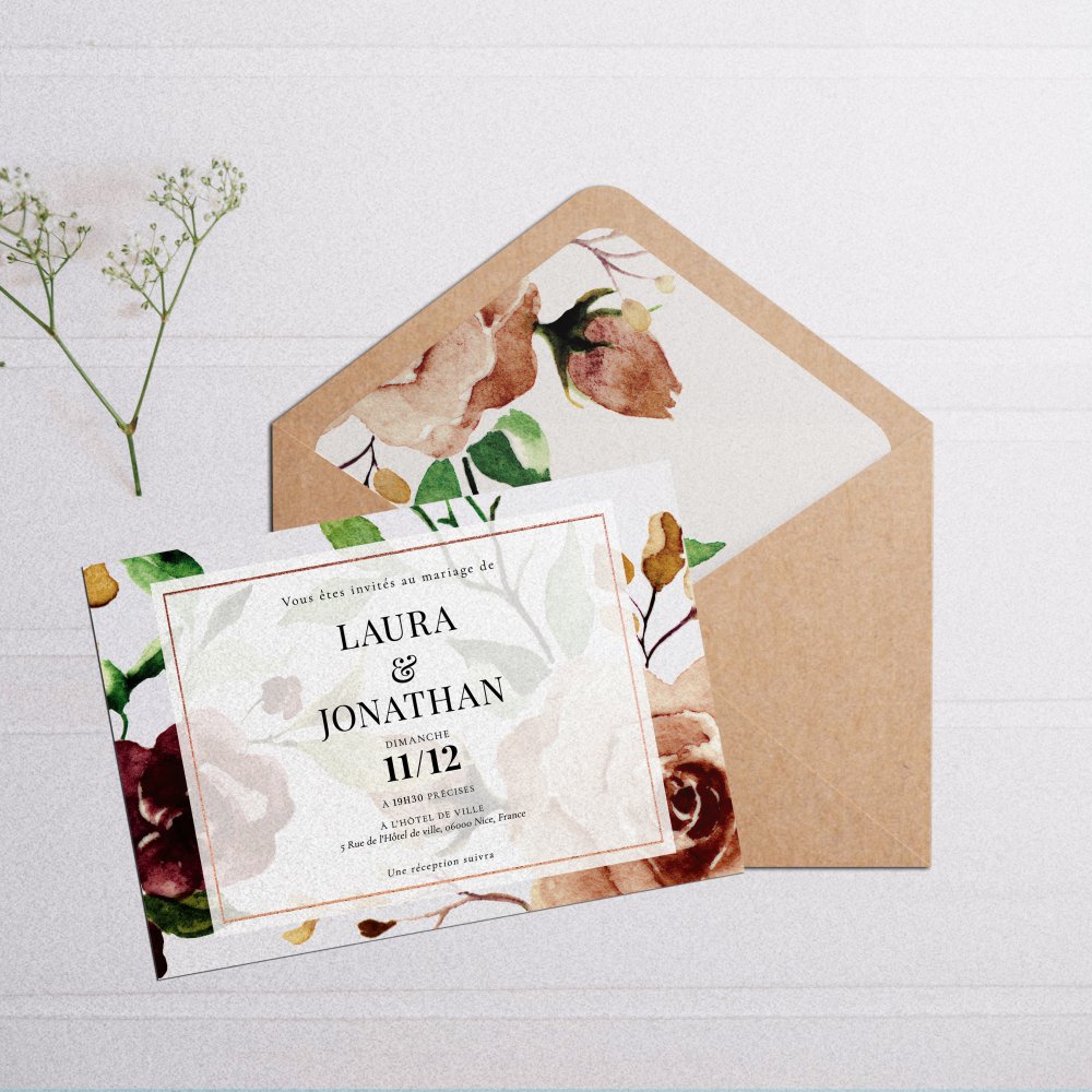 Floralys Landscape - Cette invitation affirme une esthétique nette : couleur dominante posée, proportions régulières, typographie claire. Nos créateurs ont conçu un modèle premium qui met vos textes en valeur avec mesure. Nous assurons la personnalisation complète : intégration de votre texte, harmonisation des teintes, ajout discret d’un logo. Diffusée exclusivement en numérique, elle atteint vos invités immédiatement. Chaque choix – hiérarchie, cadence, alignements – a été pensé pour préserver lisibilité et élégance. Une correspondance sobre, contemporaine et raffinée.