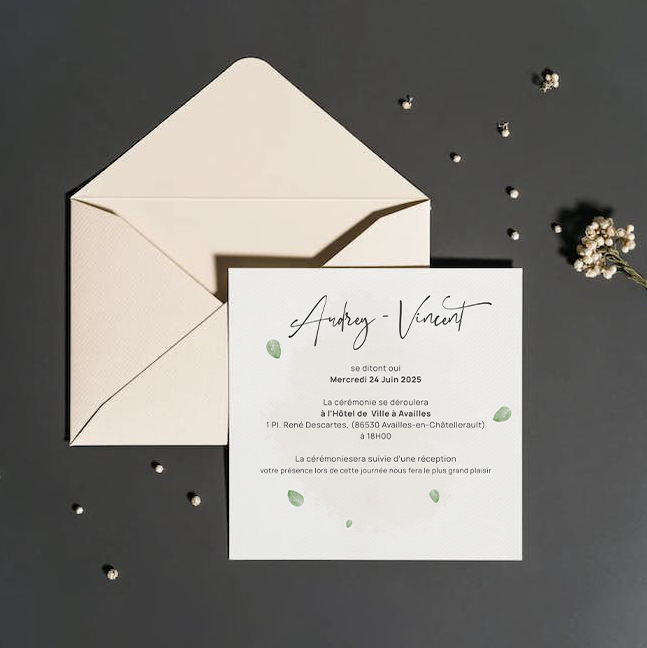 Green Elegant Invite - Avec ce modèle, la modernité se fait précise : dominante chromatique affirmée, interlignes mesurés, hiérarchie lisible. Nos créateurs ont composé une invitation premium qui met l’essentiel au cœur. Nous prenons en charge la personnalisation complète : intégration de votre texte, harmonisation des couleurs, ajout d’un logo discret si besoin. Entièrement digitale, elle atteint vos invités en un instant. Chaque choix – proportion, tempo, contraste – vise une lecture fluide et élégante. Une correspondance contemporaine, droite et raffinée.