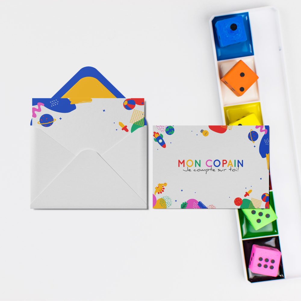 Kikoolol Dice - הזמנה Kikoolol Dice מתכסה בכחול זוהר המזכיר את אור השמים ביום חגיגי. מיועדת להזמנת יום הולדת לילדים, היא מציגה קוביות שובבות כסמל למשחקים וצחוק משותף. כל פרט בעיצוב משדר אוירה שמחה עם נרות נוצצים, מתנות צבעוניות וזכרונות יקרים שנוצרים. ההזמנה פונה לקטנים ולגדולים ומבטיחה רגע מיוחד מלא חברות ושמחה. נוצרה על ידי המאיירים שלנו, היא משלבת רעננות ומקוריות עם מראה אלגנטי ועדין. אתם מוסרים לנו את הטקסט ואנו משלבים אותו בזהירות, מתאימים את הצבעים או מוסיפים לוגו במידת הצורך. בפורמט דיגיטלי ההזמנה Kikoolol Dice נשלחת מיד לאורחים והופכת הודעה פשוטה להכרזה פיוטית ושמחה לרגל יום הולדת בלתי נשכח.