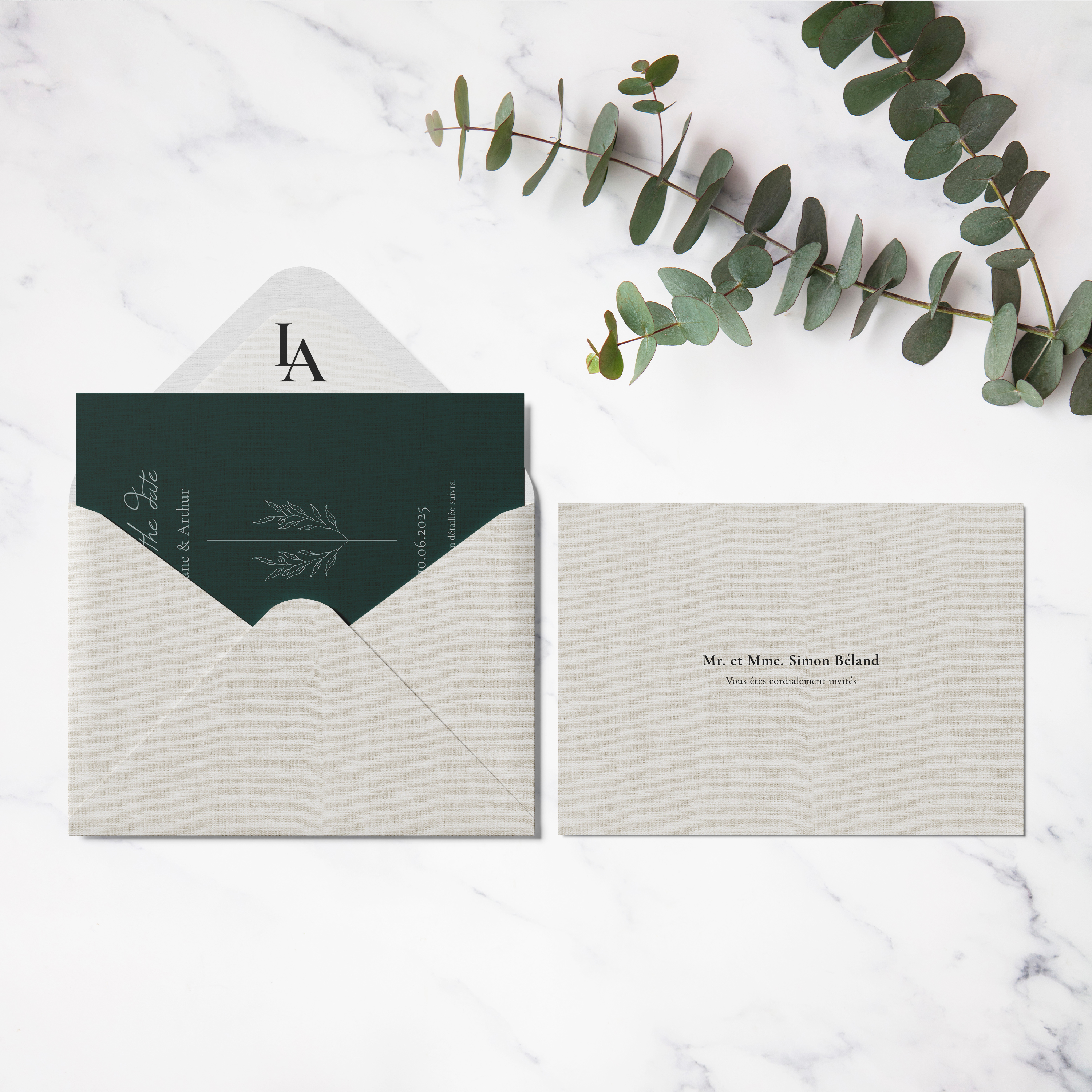 Green Linen Save The Date - השרטוט מצהיר על מודרניות ברורה גוון דומיננטי רך שוליים פשוטים וטיפוגרפיה קריאה. המאיירים שלנו עיצבו דגם פרימיום המשקף הרמוניה ופשטות. אנו מבצעים התאמה אתם מוסרים טקסט אנו משלבים בקפידה מכוונים גוונים ומוסיפים לוגו עדין. בדיגיטל בלבד היא מגיעה מיד לנמענים. כל בחירה קצב פרופורציות והיררכיה תוכננה לשימור זרימה ואלגנטיות. התכתבות עכשווית פשוטה ומתמשכת.